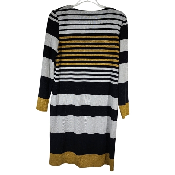 MISOOK STRIPED METALLIC THREADING LONG SLEEVE DRESS - Picture 4 of 7